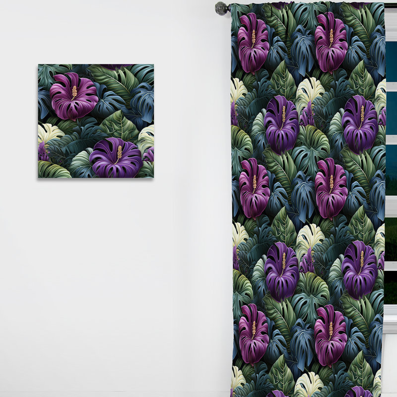 Monstera Enchantment motif tropical I - Rideau floral - Velours obscurcissant - 1 panneau, L 52 po x L 84 po