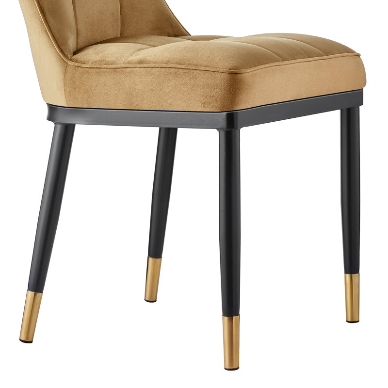 Velvet Upholstered Parsons Chair, Dark Khaki