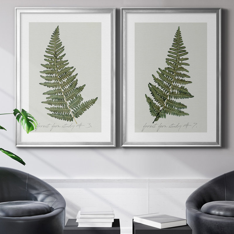 Fern Fernandes I - ensemble de 2 impressions, H 26,5 po x l 73 po x P 3 po, Toile avec cadre argenté, Pas de tapis