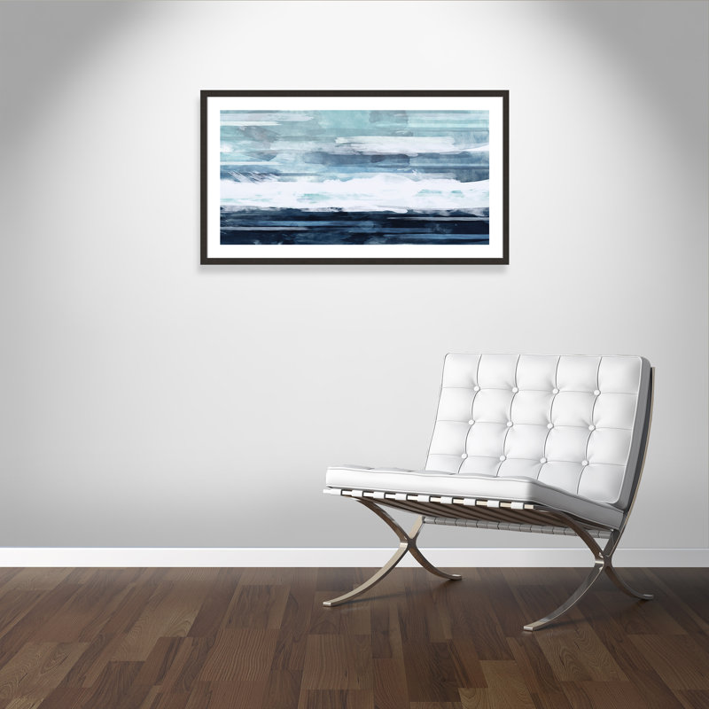Blue Horizon - peinture encadrée, Cadre espresso foncé, H 26 po x l 46 po x P 2 po