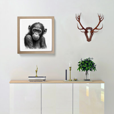Monkey Drawing - Framed Print
