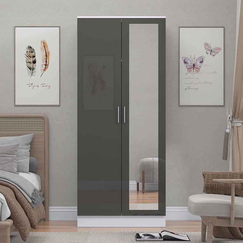 Osbourne 2 Door Wardrobe, Matte White/Gloss Grey