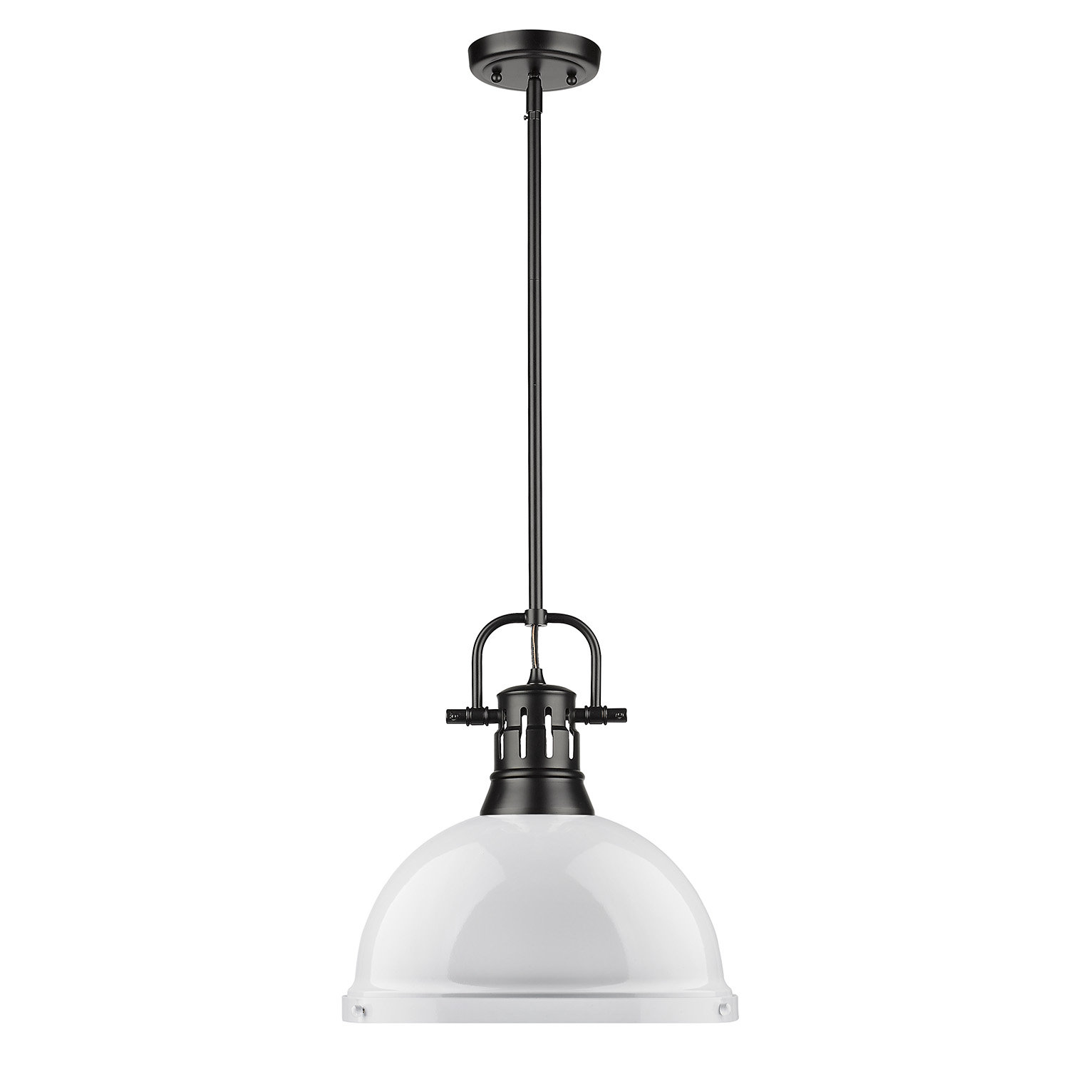 Calico Dimmable Single Light Pendant, White, Matte Black