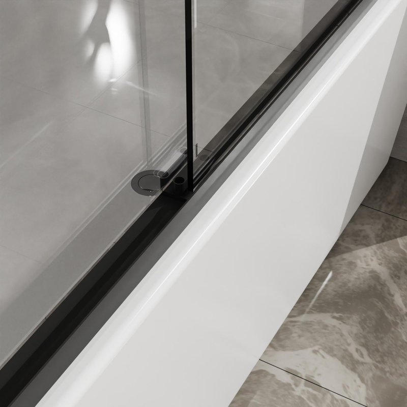 Porte de baignoire à cadre en aluminium l 56-60 "x H 58"