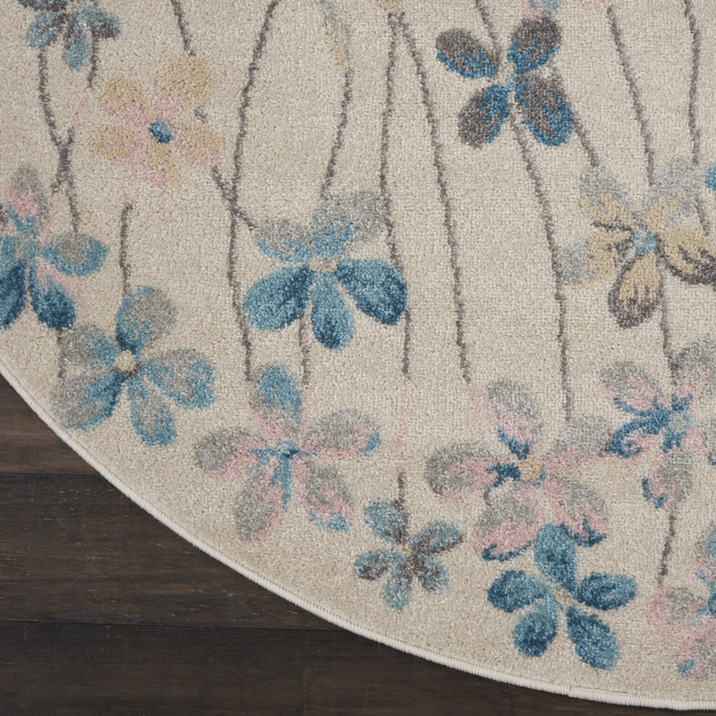Floral Indoor Rug, Round 5'3"