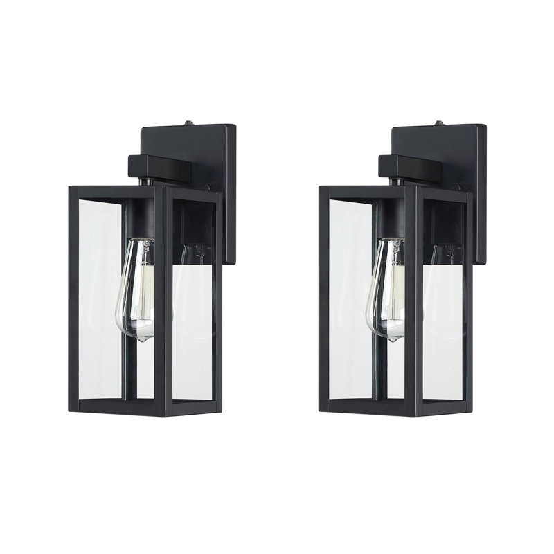 Ensemble de 2 lanternes murales 1 lumière avec finition noir mat, H 13,3 po x l 5 po x P 6 po, Noir mat