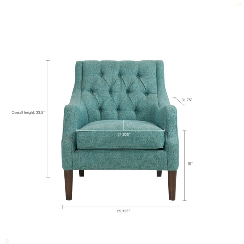 Fauteuil d'appoint capitonné, Bleu sarcelle