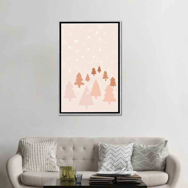 Reproduction d’art, "Winter Forest" par Orara studio, Toile avec cadre argenté, Pas de tapis, H 48 po x l 32 po x P 1,5 po
