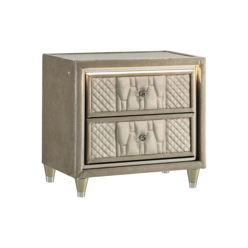 Table de chevet traditionnelle l 28,15 po, ivoire / brun clair, Ivoire ivoire