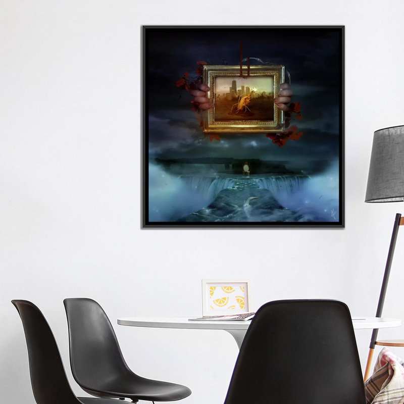 « dangereuses rêves », impression sur toile, H 18 po x l 18 po x P 1,5 po, Toile avec cadre noir, Pas de tapis