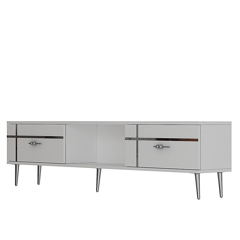 Meuble télé, Blanc / argenté