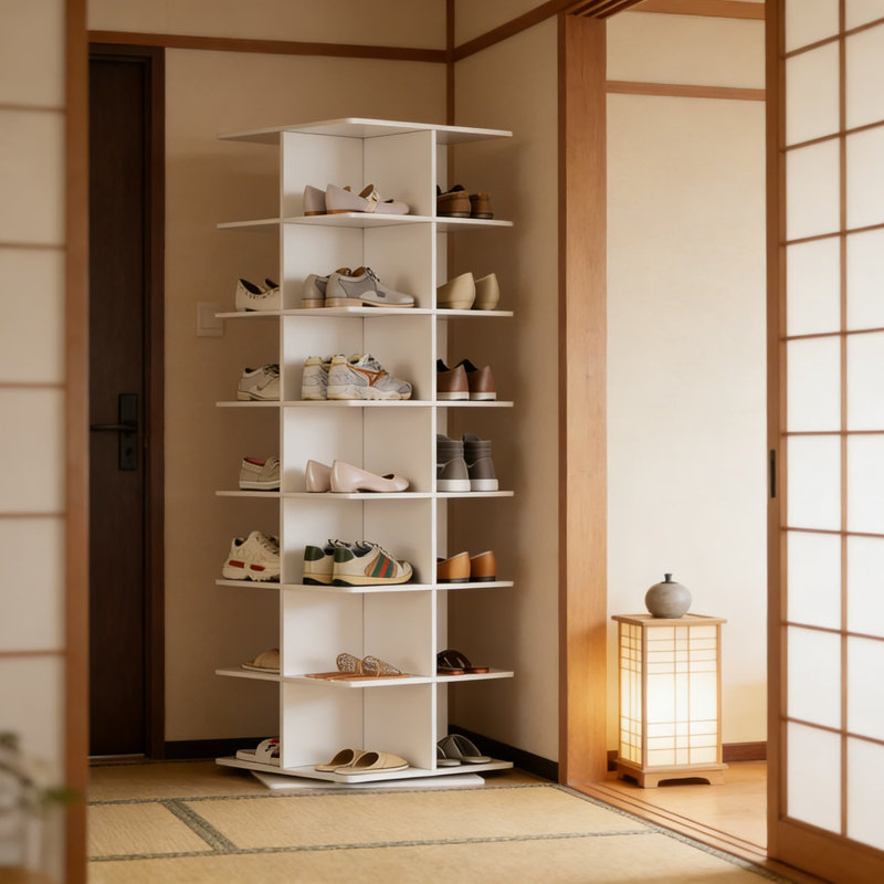 Étagère à chaussures rotative à 7 niveaux, range-chaussures pivotant à 360 degrés avec matériau en PVC, étagère à chaussures pivotante peu encombrante pour vestibule, garde-robe et chambre à coucher