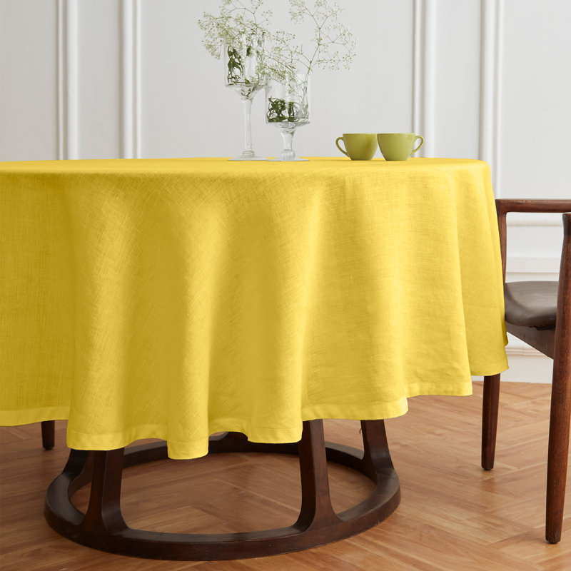 Sonoma - 100% Pure Linen Round Tablecloth (Prewashed), 60" Round, Yellow