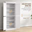 Armoire de rangement de cuisine, armoire de cuisine autoportante avec 4 portes et tablettes réglables pour la salle à manger, panneau de fibres à densité moyenne-1506402693