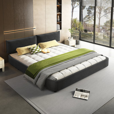King Size Cloud Bed Frame With Oversized Padded Movable Headboard