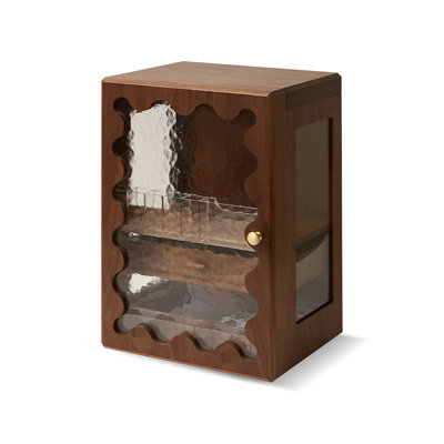 Wooden Cosmetic Storage cabinet with glass door Dust-proof countertop and Cosmetic storage box