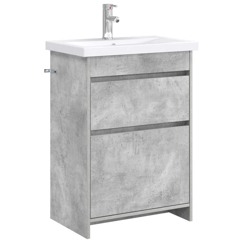 Vanity & Mirror Set, Concrete Grey
