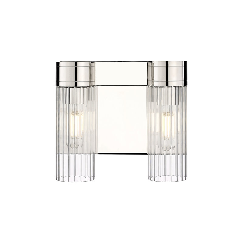 2 - Light Dimmable Vanity Light, Clear, 9.5" H x 10.5" W x 5.5" D, Polished Nickel