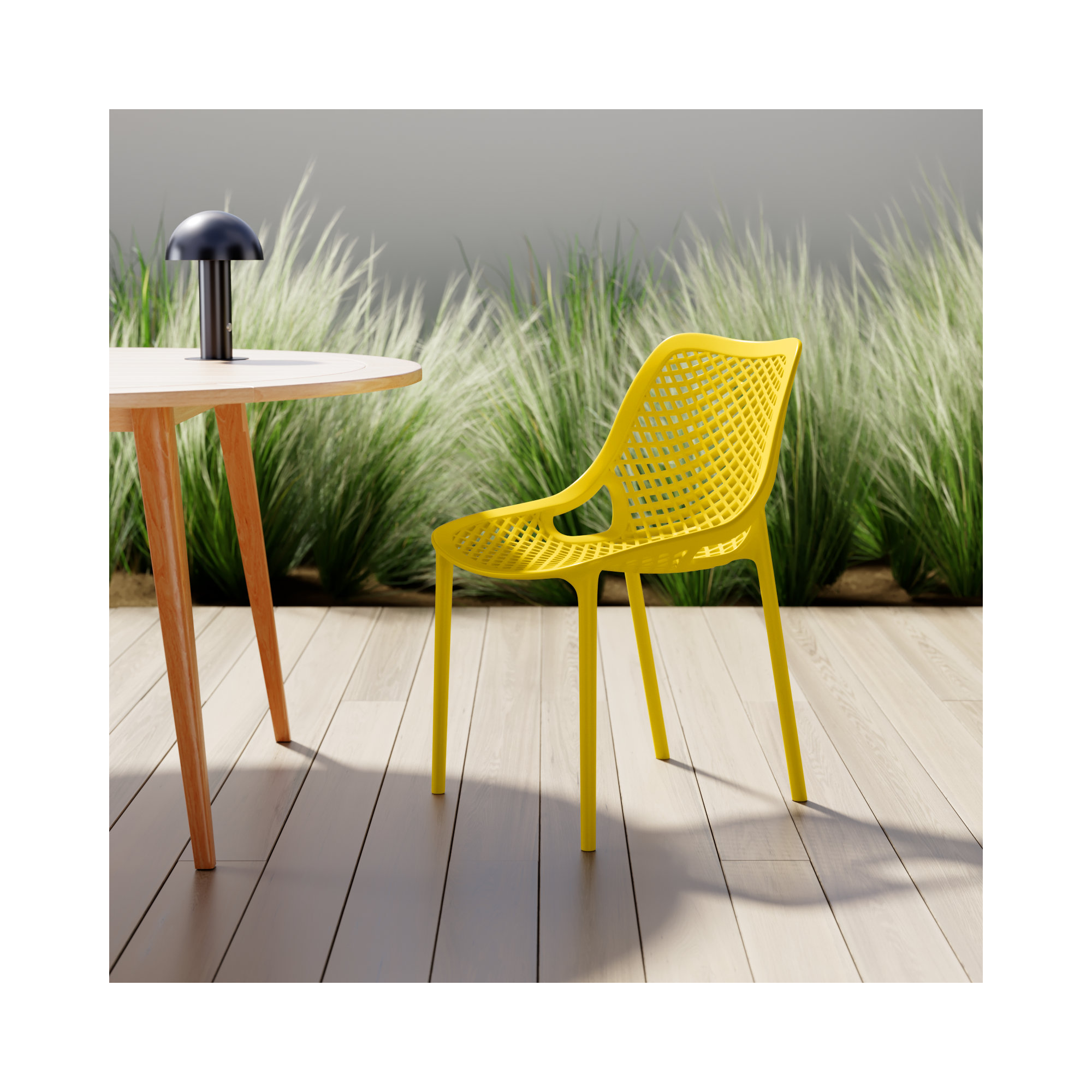 Farrah Outdoor Stacking Dining Side Chair, Yellow