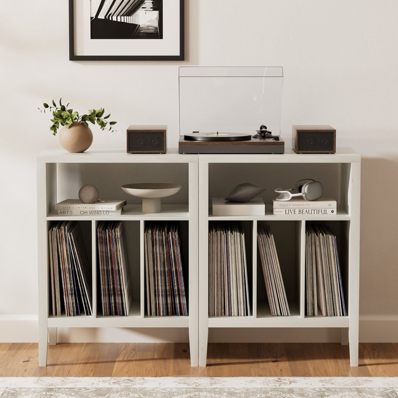Farmhouse Wood  Record Player Stand  For Bedroom, Living Room, White