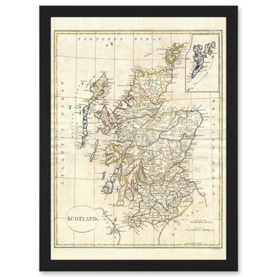 1799 Clement Cruttwell Vintage Map of Scotland 1 Piece Single Picture Frame Wall Art