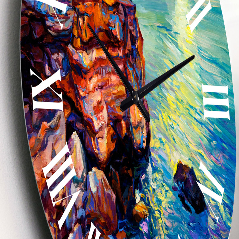 By The Cliffside Ocean View Impression - Horloge murale traditionnelle, Petit