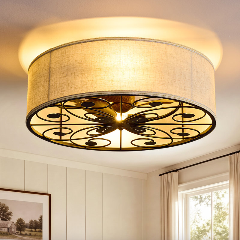 20" Flush Mount Ceiling Fan with Light, Reversible Airflow for Small Rooms