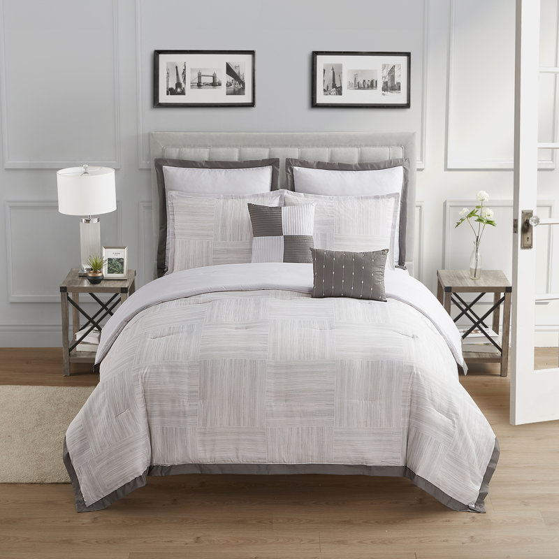 Walter 7 Piece Comforter Set, King Comforter + 4 Shams + 2 Throw Pillows