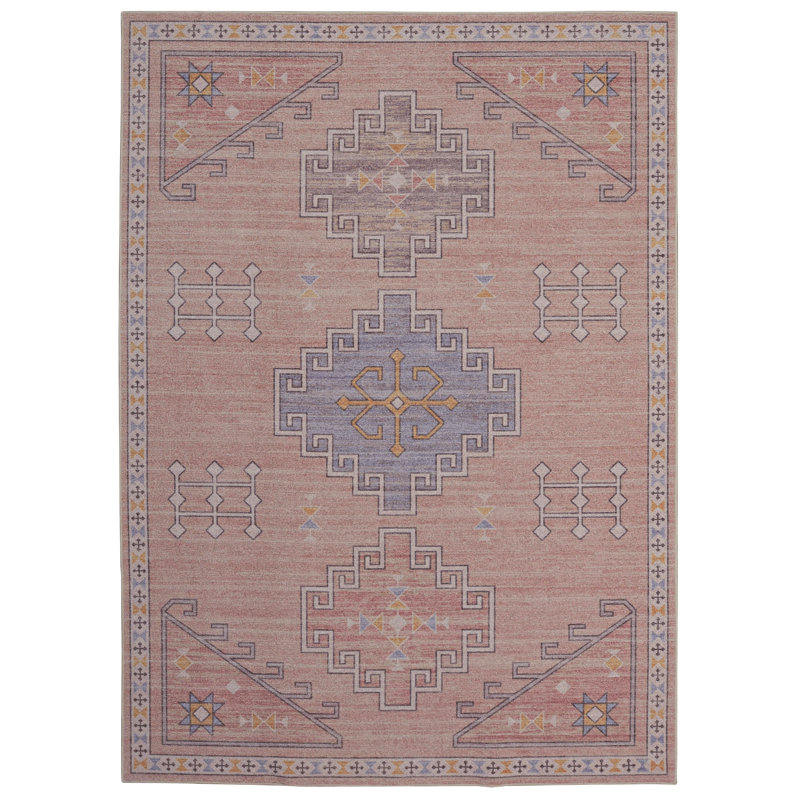 Tapis rose et bleu Maril Emerson, Rectangulaire 8 pi x 10 pi