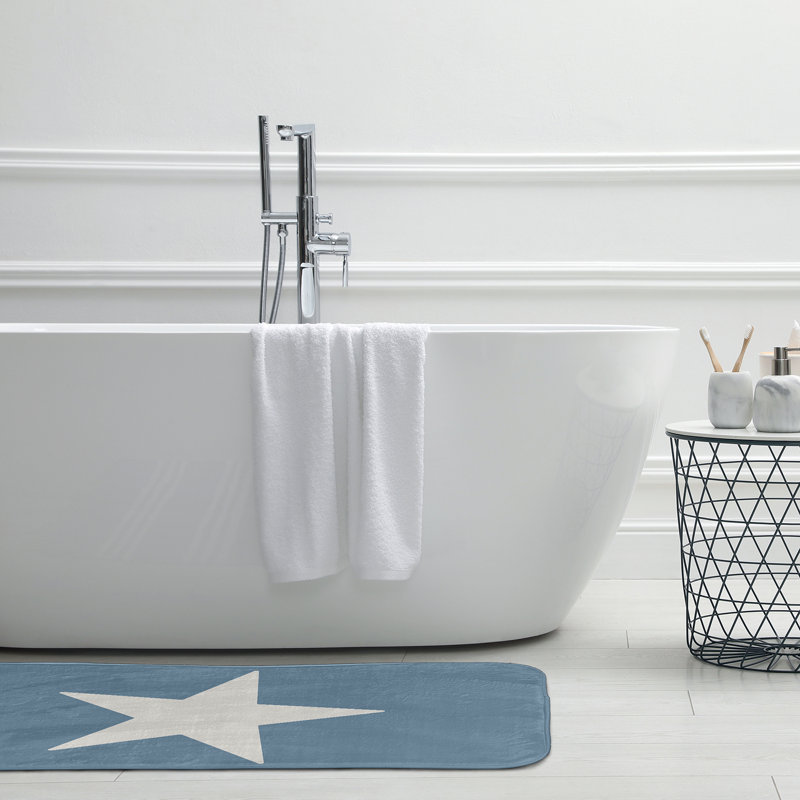 Non-Slip Bath Mat, 17" W x 24" L, Blue/White