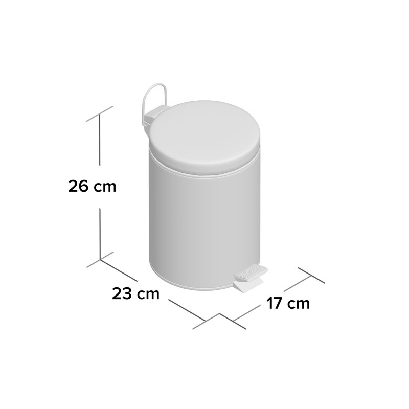 Steel Step On Kitchen Trash Can - 3L, White