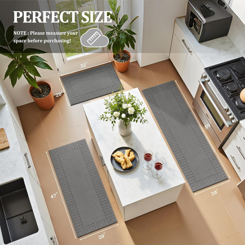 Tapis de cuisine antidérapant 3 pièces