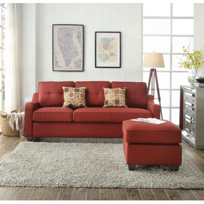 Wilmington Upholstered 84 " Linen L-Shaped Sofa & Chaise