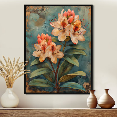 Collage de rhododendrons orange et vert - impression d'art mural rhododendron