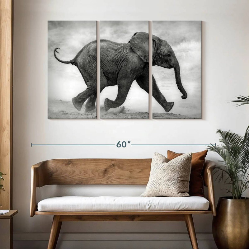 Baby Elephant Running, 32" H x 50" W