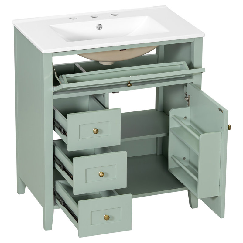 30 Inch Bathroom Vanity with Sink, Green