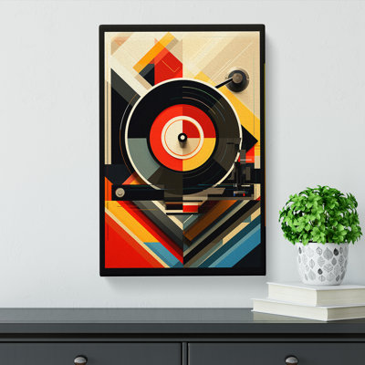 Record Player Geometric - Wrapped Canvas Print