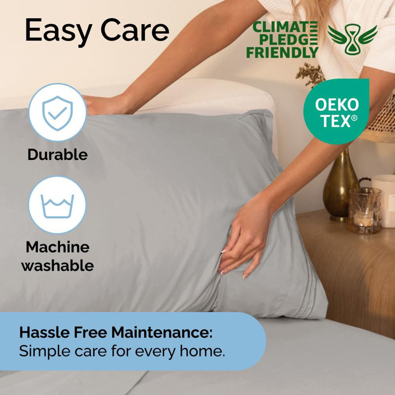 6 Piece Sheet Set, Soft Cooling Bed Sheets, Breathable & Wrinkle Free, Hotel Luxury Bedding, Queen Sheet Set + 4 Pillowcases