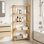 Étagère de rangement à 5 niveaux en bambou, support d'angle en bois naturel avec tablettes à lattes et conception étroite pour la salle de bain, la cuisine et la chambre à coucher