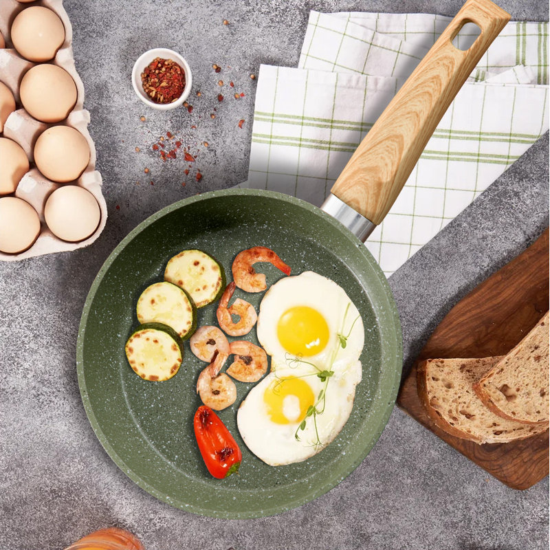 Ensemble de casseroles et de poêles antiadhésives de cuisine 12 pièces Djavad, Vert