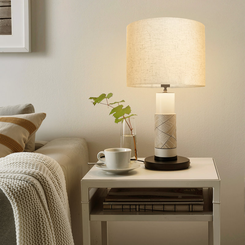 Abat-jour tambour moyen 13 x 13 x 10 pouces (lin clair), Beige