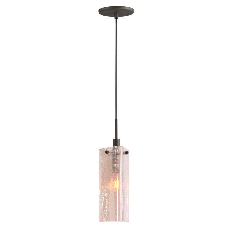 1 - Light Single Pendant, Bronze, Mosaic White Glass