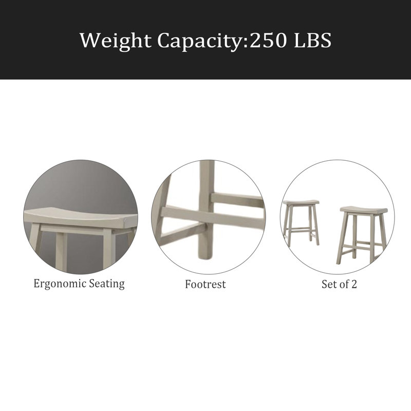 Ensemble de tabourets ergonomiques à hauteur de comptoir sans dossier gris clair 17,5 "