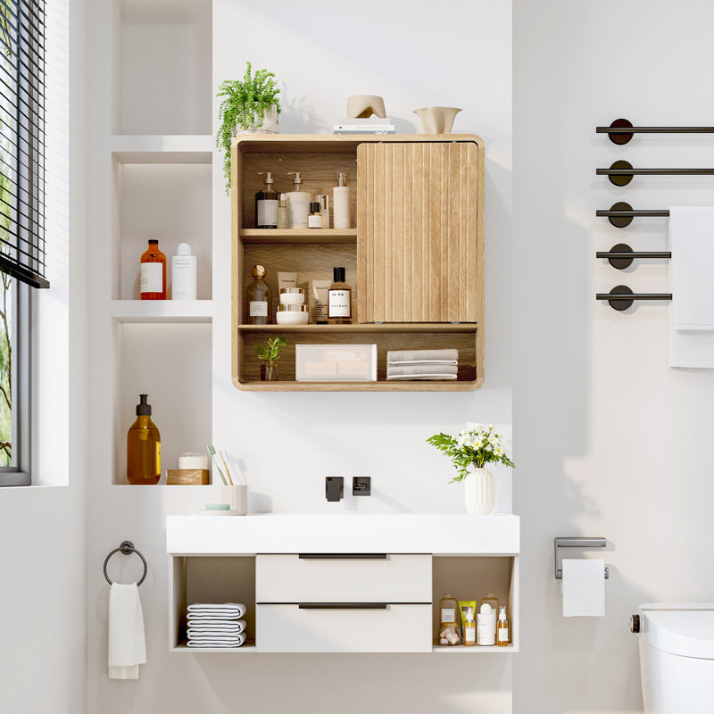 23.6" Bathroom Wall Cabinet, Natural