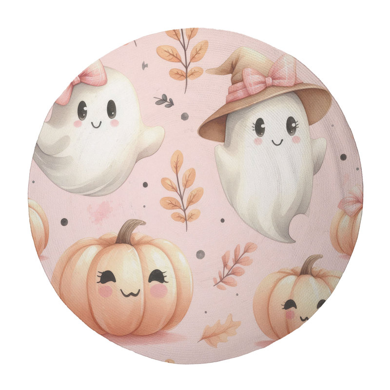 Tapis tressé Ghoul & Pumpkin, Rond 5 pi