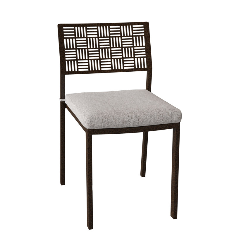 New Century Outdoor Dining Side Chair, Canvas Bird's Eye Sunbrella® Canvas, Chestnut Brown