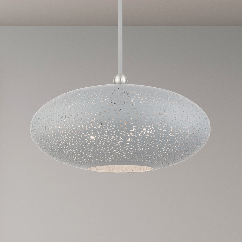 Luminaire suspendu géométrique unique à 3 lumières Bion, H 50,75 po x l 20 po x P 20 po, Gris nordique