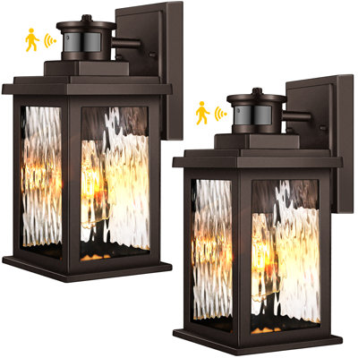 2 Packs Exterior Light Fixture with Motion Sensor, Anti-Rust Oil Rubbed Bronze Dusk to Dawn Outdoor Porch Lights Wall Mount