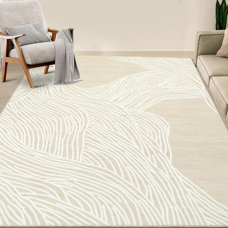Plush Hallway Runner Rug – 350gsm Faux Lamb Wool, Machine Washable, Non-Slip, Modern Swimming Pattern for Entryway, Kitchen (Black & White)