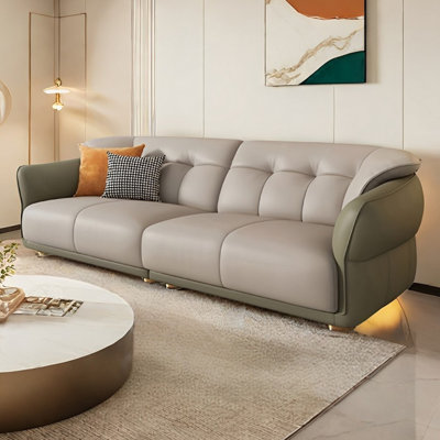Creamy modern in-line Italian sofa